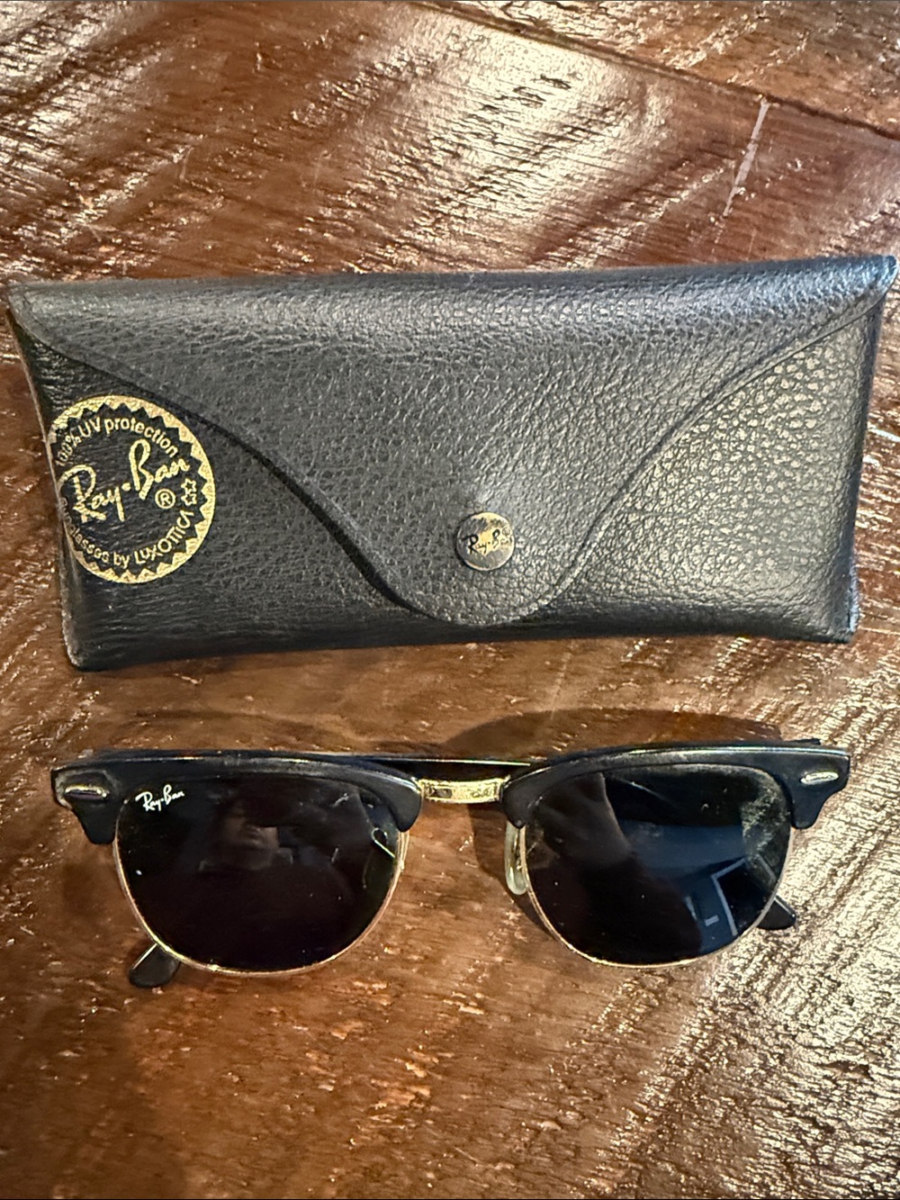 Ray-Ban Black and Gold Clubmaster Eyewear
